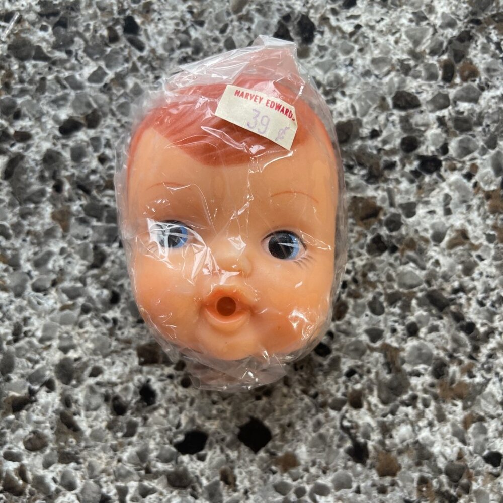 Vtg Rubber Brown Hair Baby Doll‎ Making Head Face Hands Thumbsucking Bottle